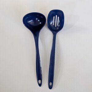Ekco Melamine Utensil Set Blue Ladle & Slotted Spoon